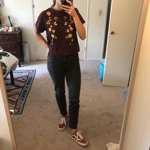 Embroidered floral t shirt